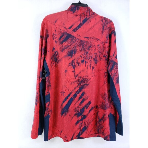 Realtree Fishing Half Zip Shirt Men's Size Medium Red Camouflage Vented - Picture 2 of 8
